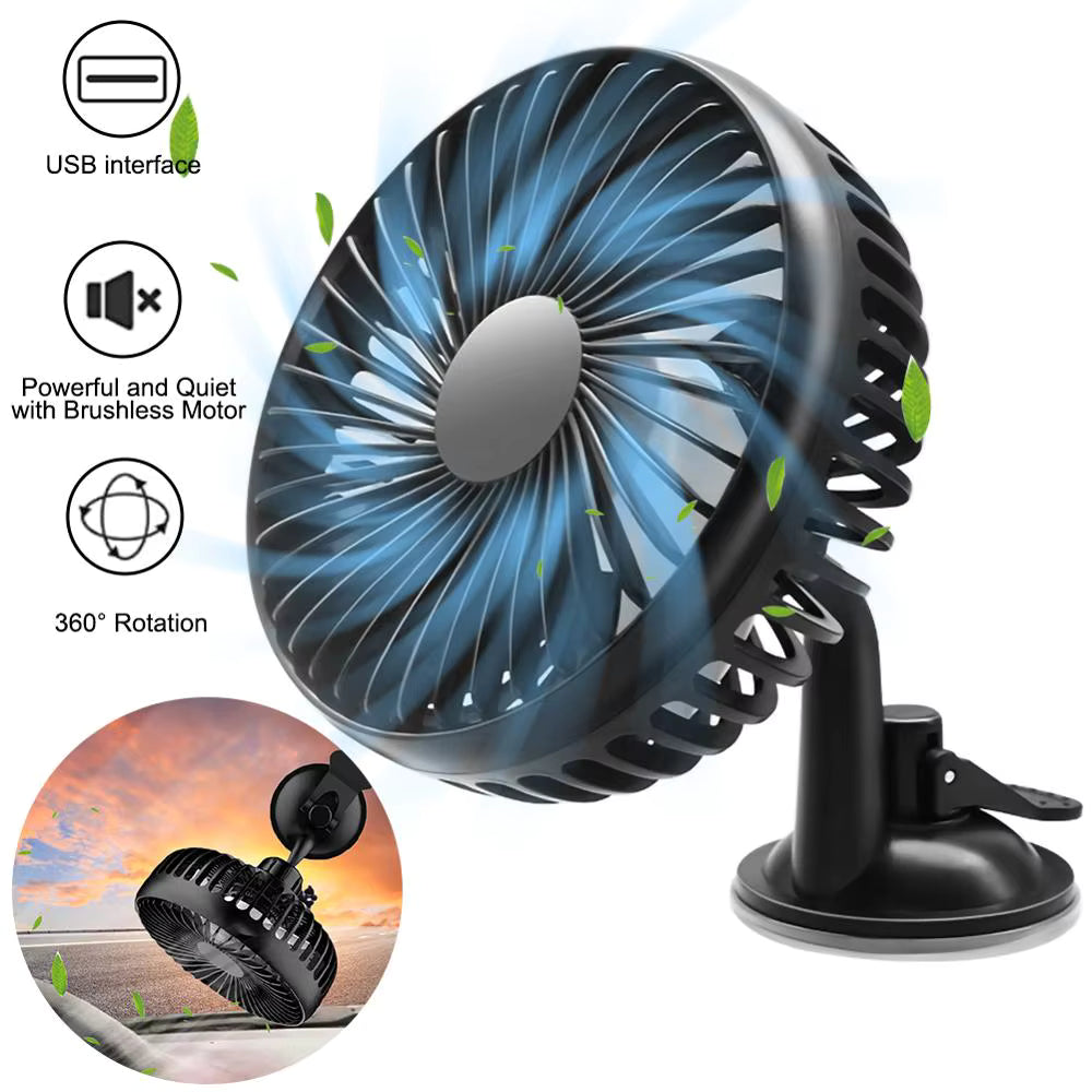 Ventilateur USB Voiture Rechargeable 6" 720°
